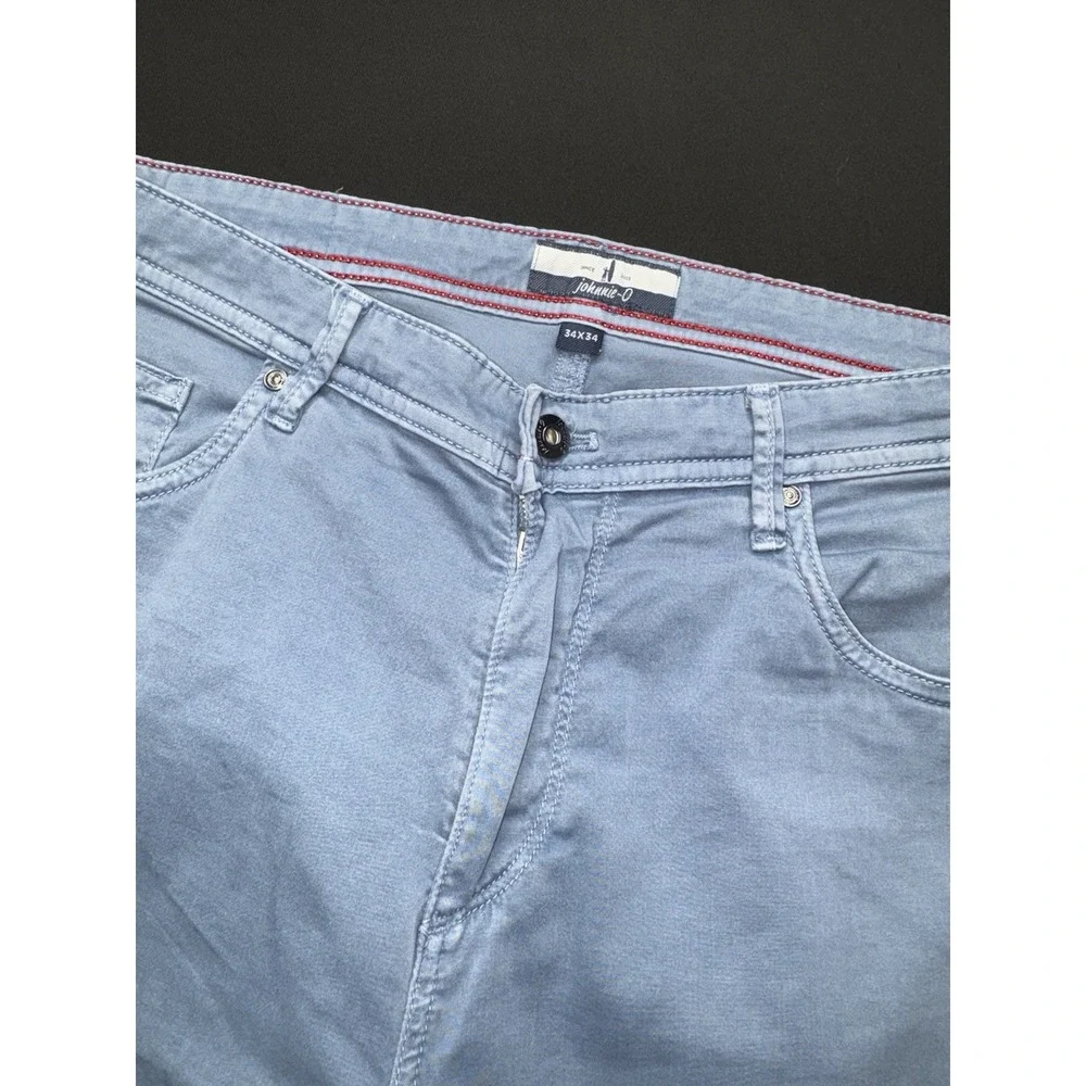 Johnnie-O Carmel Pants Men 34x34 5-Pocket Stretch JMPA100050 Blue Stretch Chinos